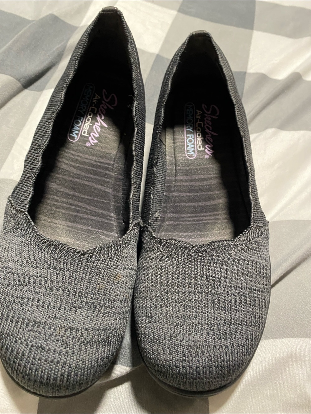 Skechers Black Knit Slip-On Ballet Flats